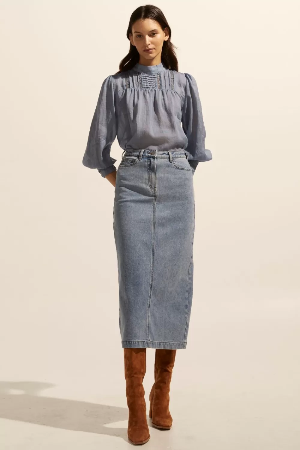 Women Zoe Kratzmann Accord Skirt-Washed Denim