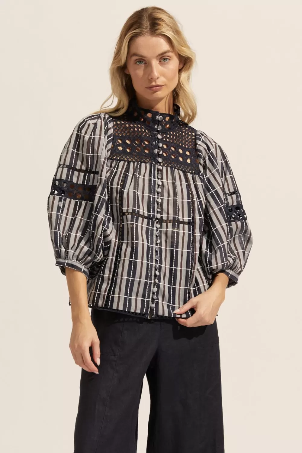 Women Zoe Kratzmann Dedicate Top-Indigo Check