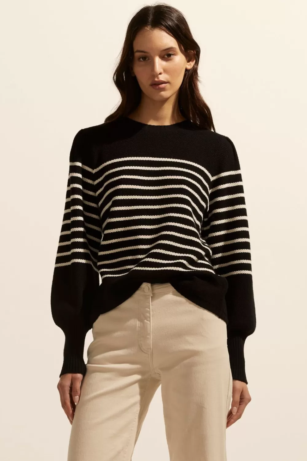 Women Zoe Kratzmann Gather Knit-Black/Stone Stripe