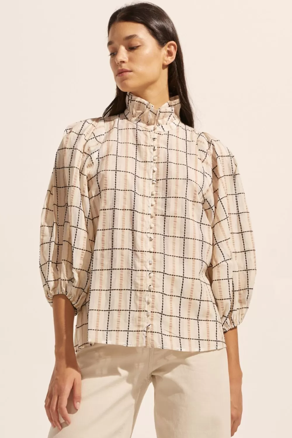 Women Zoe Kratzmann Grant Top-Ivory Check