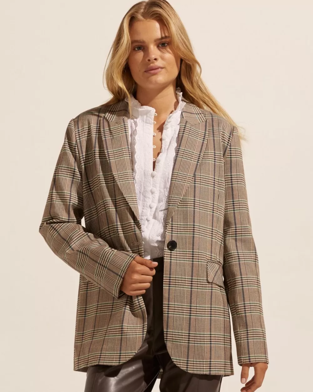 Women Zoe Kratzmann Index Jacket-Navy/Chocolate Check