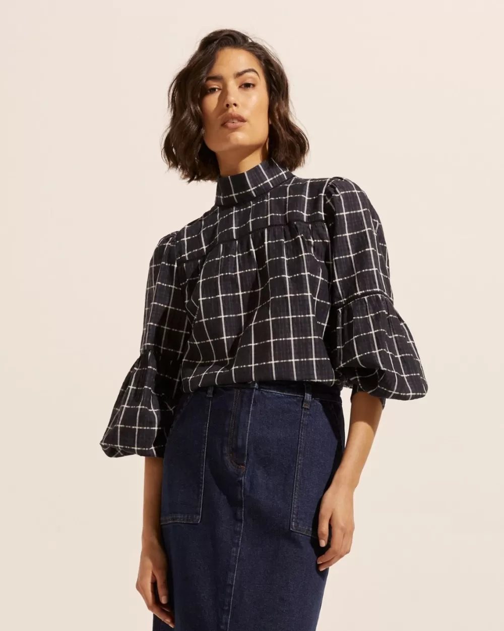 Women Zoe Kratzmann Pace Top-Black Check