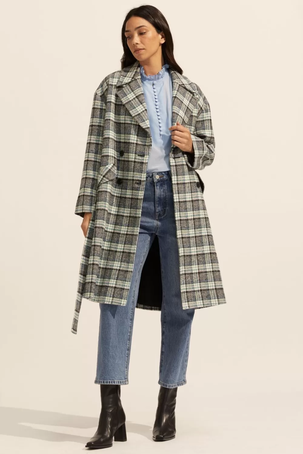 Women Zoe Kratzmann Pillar Coat-Green Check